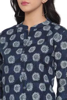 Indigo printed rayon kurtas-and-kurtis