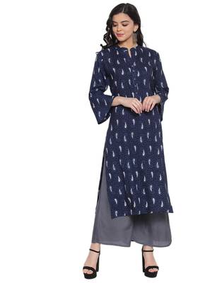 Indigo printed rayon kurtas-and-kurtis 1