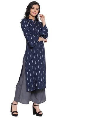Indigo printed rayon kurtas-and-kurtis 3