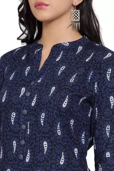 Indigo printed rayon kurtas-and-kurtis