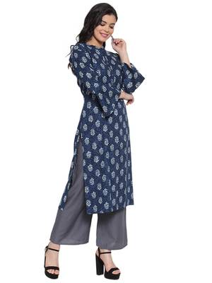 Indigo printed rayon kurtas-and-kurtis 3
