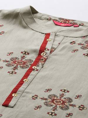 Grey printed liva ethnic-kurta & pant 4