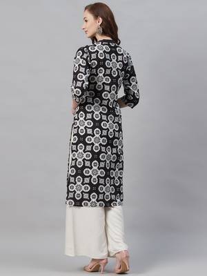 Black printed cotton ethnic-kurtis 2