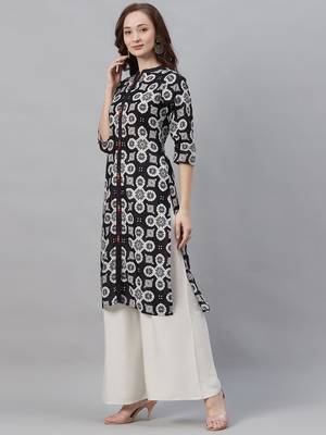 Black printed cotton ethnic-kurtis 3