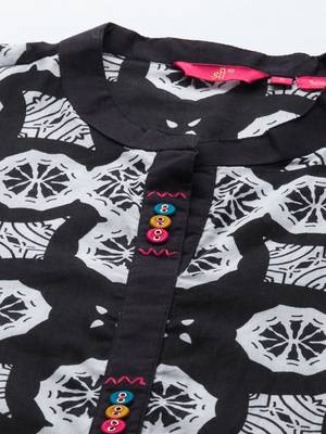 Black printed cotton ethnic-kurtis 5