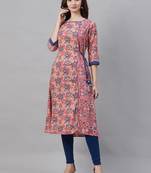 Pink printed liva ethnic-kurtis