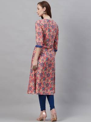 Pink printed liva ethnic-kurtis 2