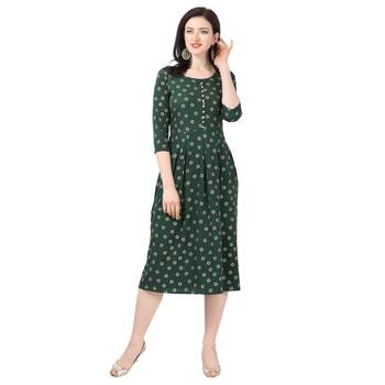 Green printed crepe short-kurtis 1