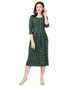 Green printed crepe short-kurtis
