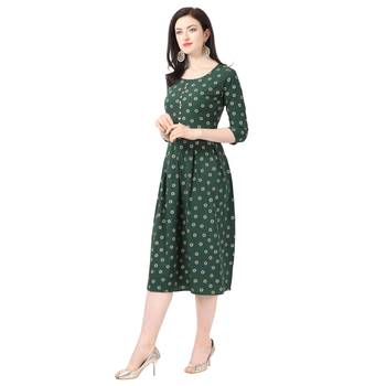 Green printed crepe short-kurtis 2