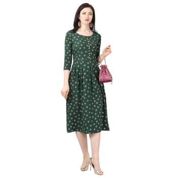 Green printed crepe short-kurtis 3