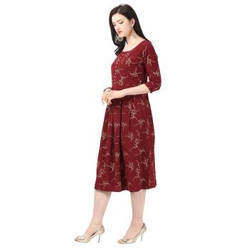 Maroon printed crepe short-kurtis 2