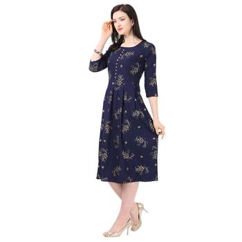 Blue printed crepe short-kurtis 2