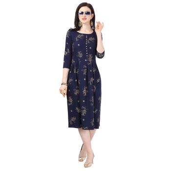 Blue printed crepe short-kurtis 3