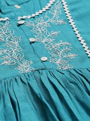 Pinksky Teal woven cotton maxi-dresses 5