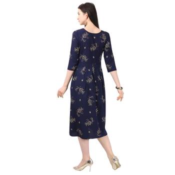Blue printed crepe short-kurtis 4