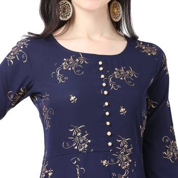 Blue printed crepe short-kurtis 5