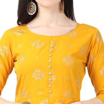Yellow printed crepe short-kurtis 5