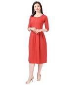 Red printed crepe short-kurtis