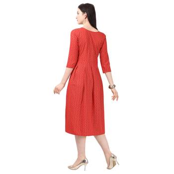 Red printed crepe short-kurtis 4