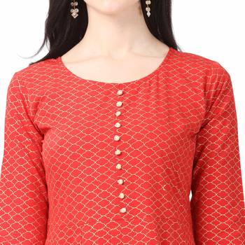 Red printed crepe short-kurtis 5