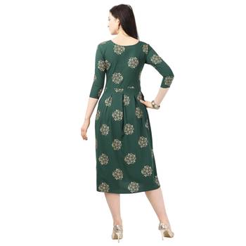 Green printed crepe short-kurtis 4