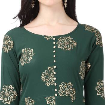 Green printed crepe short-kurtis 5