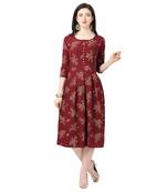 Maroon printed crepe short-kurtis