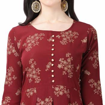 Maroon printed crepe short-kurtis 5