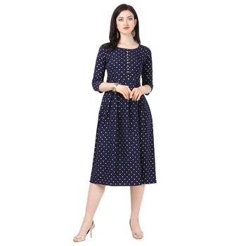 Blue printed crepe short-kurtis 1