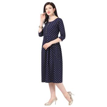 Blue printed crepe short-kurtis 2