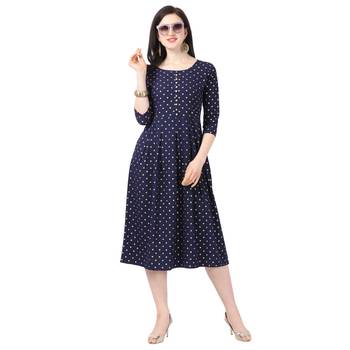 Blue printed crepe short-kurtis 3
