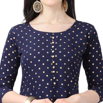 Blue printed crepe short-kurtis 5