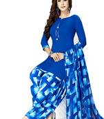 Blue printed crepe salwar