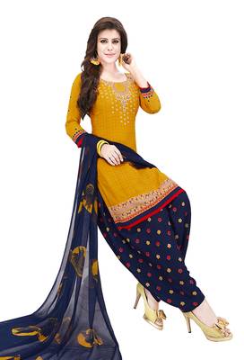 Mustard printed crepe salwar 1