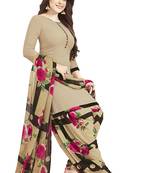 Beige printed crepe salwar