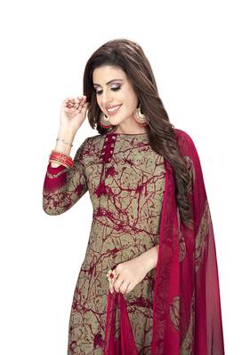 Dark-beige printed crepe salwar 2