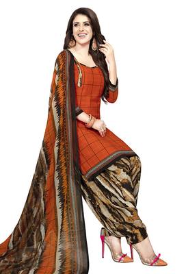 Orange printed crepe salwar 1