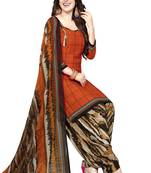 Orange printed crepe salwar