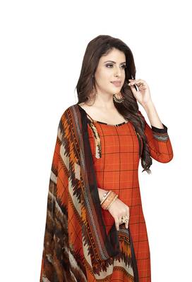 Orange printed crepe salwar 2