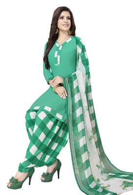 Sea-green printed crepe salwar 1