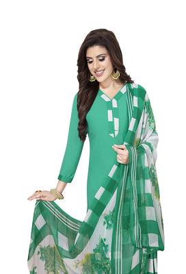 Sea-green printed crepe salwar 2