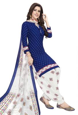 Royal-blue printed crepe salwar 1