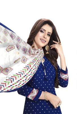 Royal-blue printed crepe salwar 2