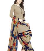 Beige printed crepe salwar