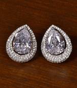 Rhodium Plated American Diamond Embellished Designer Stud 216ED405