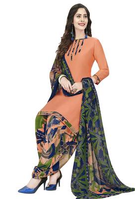 Light-orange printed crepe salwar 1