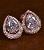 Rose Gold Plated American Diamond Embellished Designer Stud 216ED413