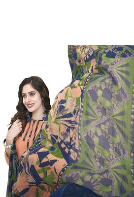 Light-orange printed crepe salwar 2