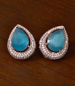 Rose Gold Plated American Diamond and Sky Stone Embellished Stud 216ED415